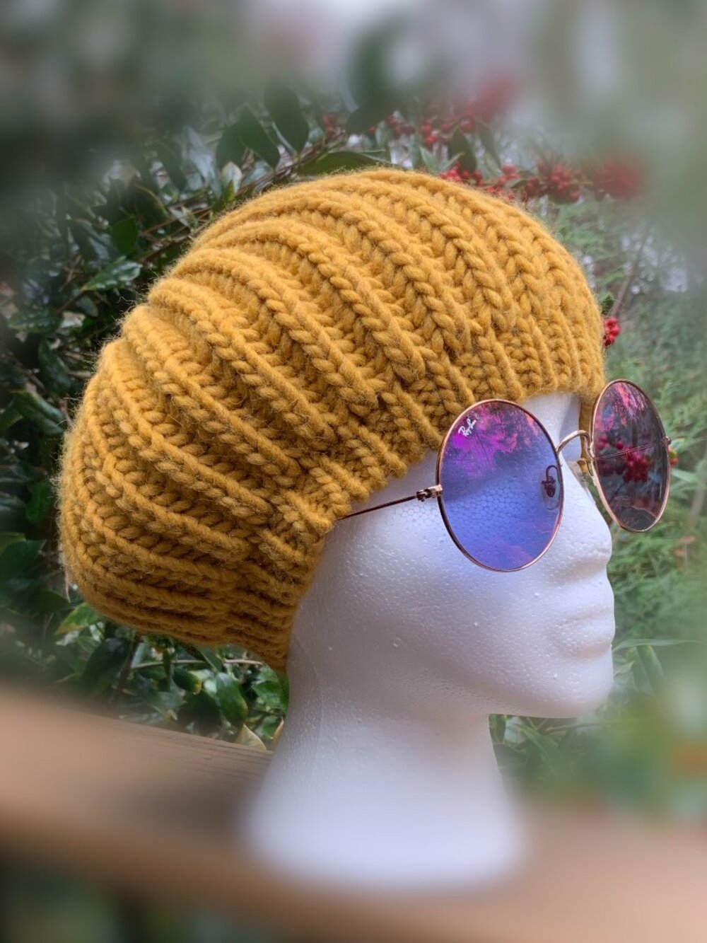 JMLE Seeded Rib Stitch Knit Wool Blend Beanie Hat